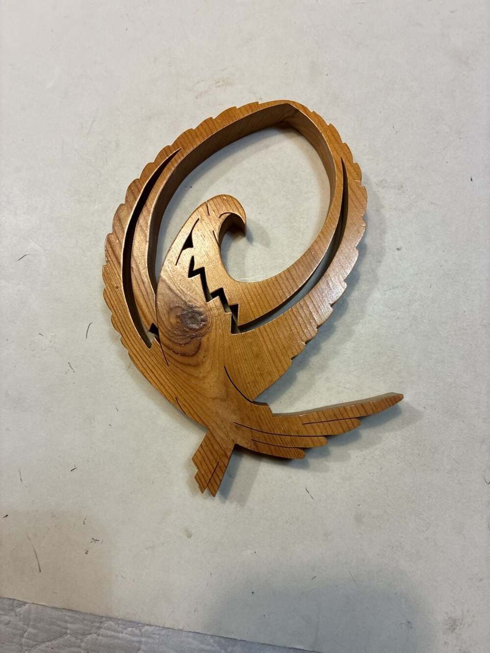 Handmade Wooden Eagle Sculpture Folk Art Carving